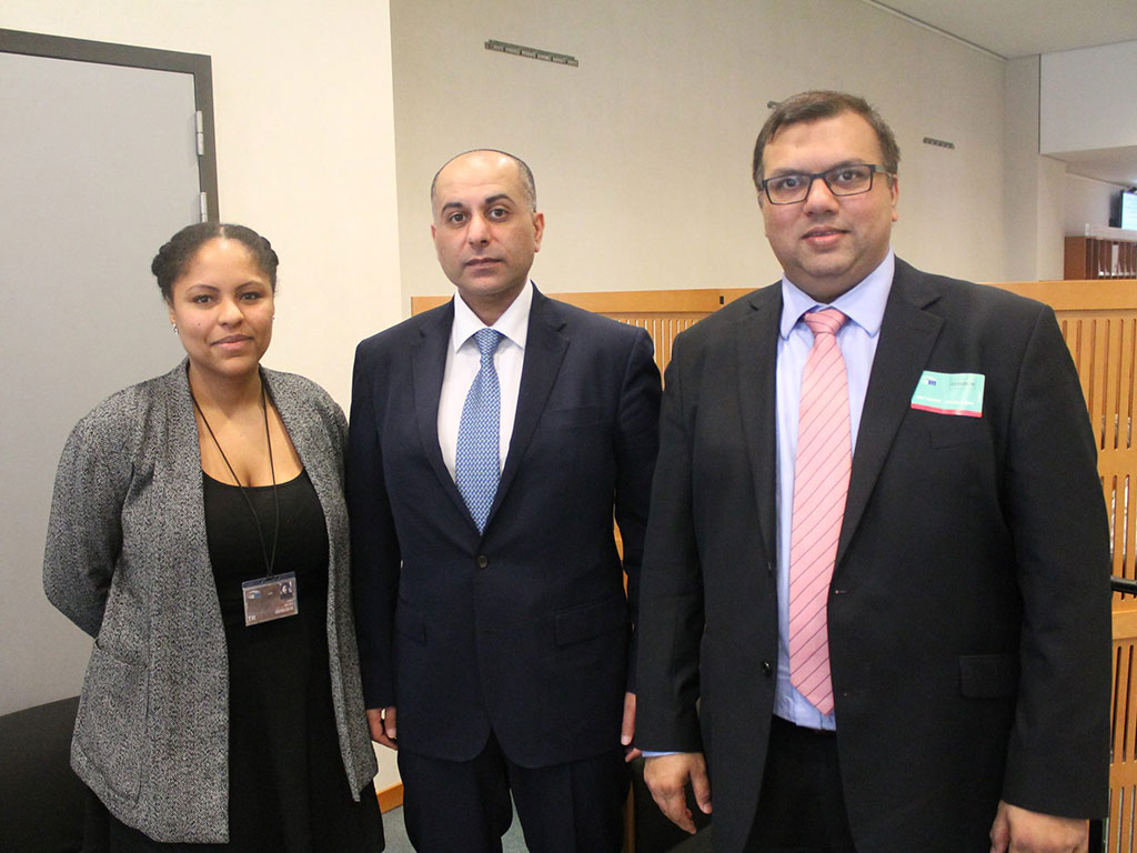 BHRN executive director, Mr Kyaw Win, meeting with Mr Sajjad Karim MEP (middle) during an advocacy trip to EU parliament in Brussels.