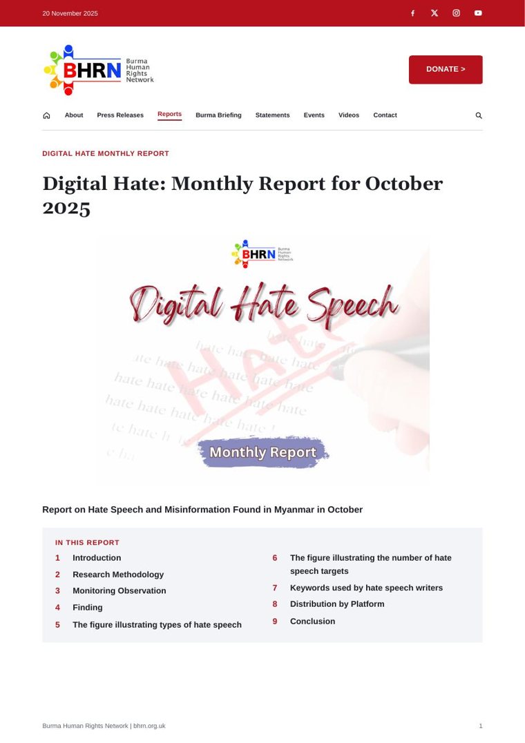 Cover: October 2025 - Digital Hate Monthly Report