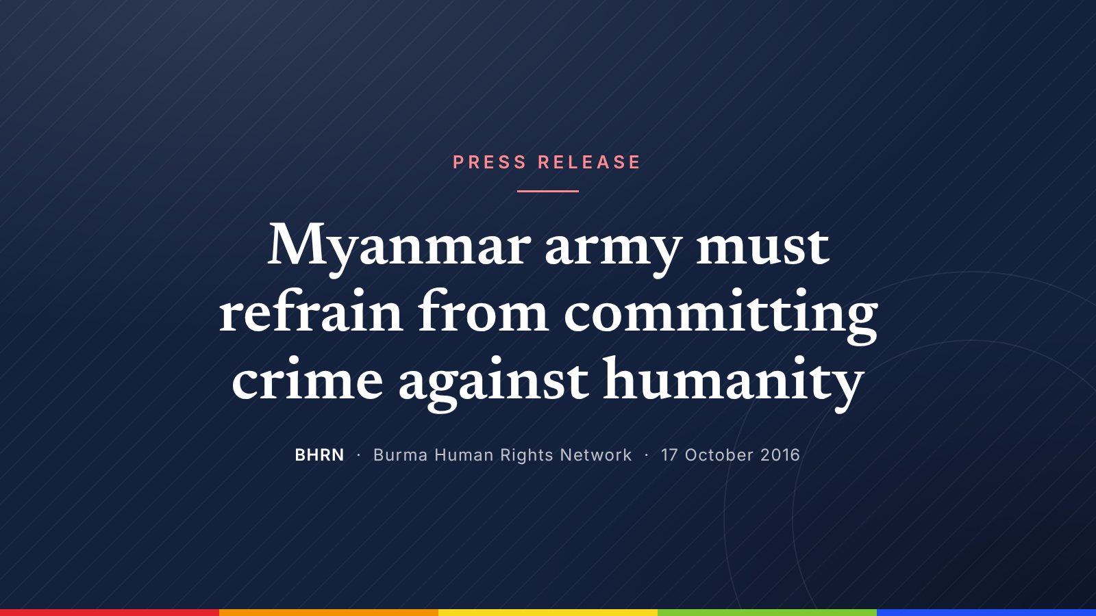 Myanmar army must refrain from committing crime against humanity